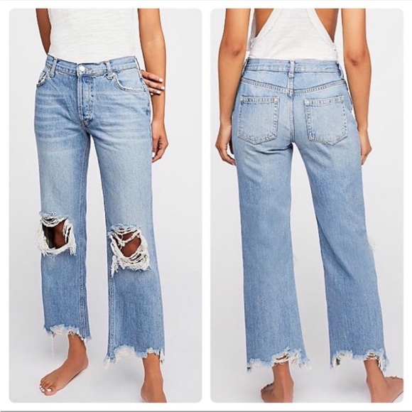 Free People We The Free Maggie Straight Jean Light Stone Wash - Picture 2 of 15